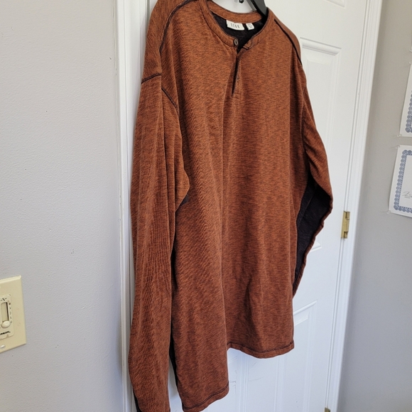 ROWM Mens Long Sleeve Henly Rust Brown Dark Brown 100% Cotton Outdoor Size 2XT - Picture 2 of 10